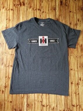 International Harvester Men's Medium Charcoal Gray Logo Shirt IH Farming Tractor